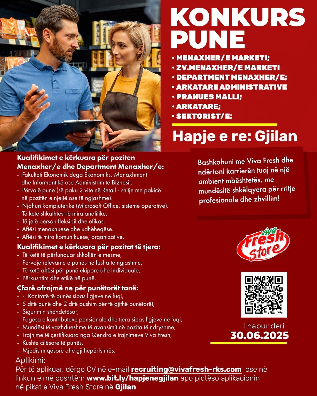 Menaxher/e Marketi, Zv. Menaxher/e Marketi, Department Menaxher/e, Arkatare Administrative, Pranues Malli, Arkatare, Sektorist/e